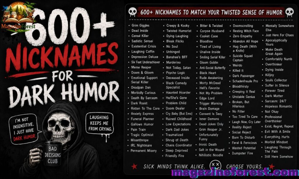 600+ Nicknames for Dark Humor (2025) 😈🔥 Ultimate List for Edgy Minds